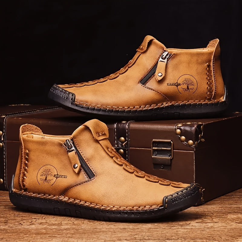 Botines Vintage con Cierre y Costura a Mano
