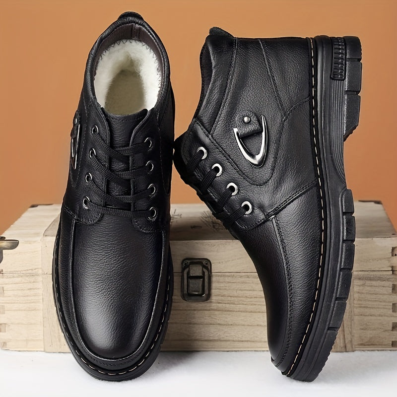 Botas de trabajo de cuero genuino con forro térmico