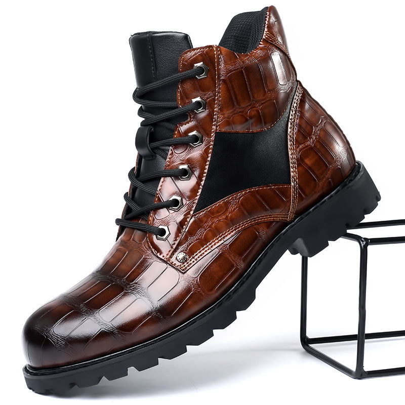 Botas de Cuero con Diseño de Cocodrilo
