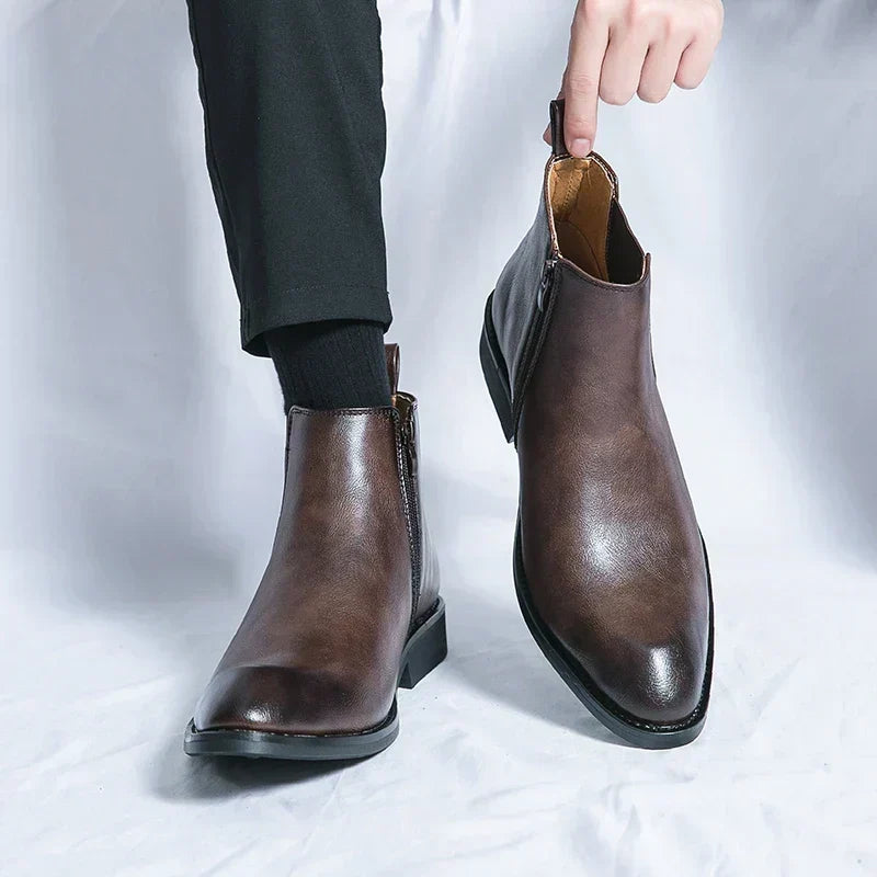 SIERRA™ | Botas Tipo Botín de Cuero con Cierre