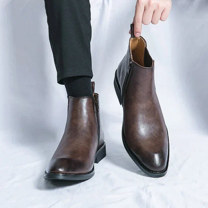 SIERRA™ | Botas Tipo Botín de Cuero con Cierre