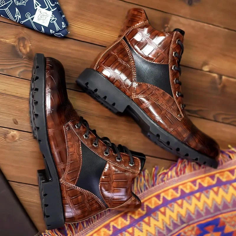 SIERRA™ | Botas de Cuero con Diseño de Cocodrilo