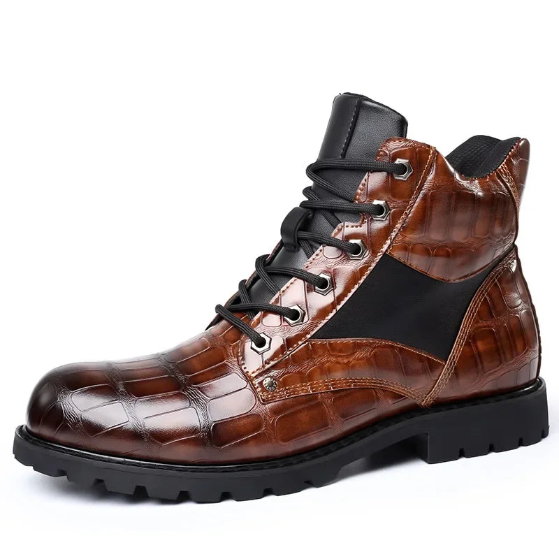 Botas de Cuero con Diseño de Cocodrilo